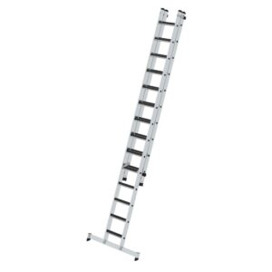 Günzburger Steigtechnik Stufen-Schiebeleiter 2-teilig mit nivello-Traverse und clip-step R13 1x14 + 1x10