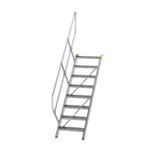 Günzburger Steigtechnik Treppe 45° Stufenbreite 600 mm 8 Stufen Aluminium geriffelt