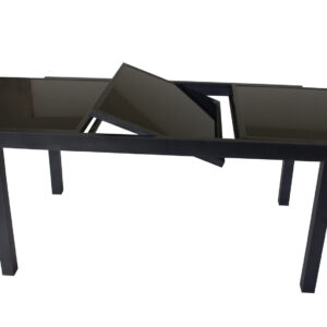 Ausziehtisch TORINO, Aluminium + Glas schwarz