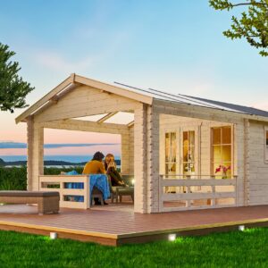 Gartenhaus Holmestrand, 45mm mit Abstellraum natur