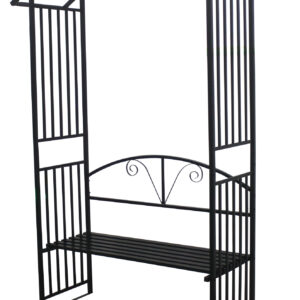 Rosenbogen mit integrierter Sitzbank, Stahl, schwarz