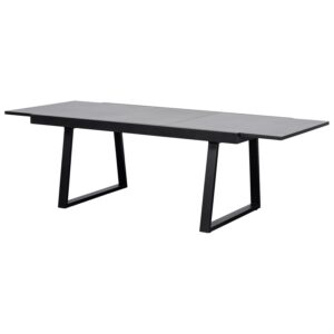 Ausziehtisch 180/240x100cm mit Kufengestell, Alu anthrazit + Glas in Keramikoptik