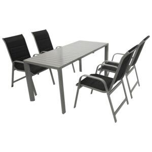 Garnitur 5-teilig, Aluminium, Kunstgewebe schwarz