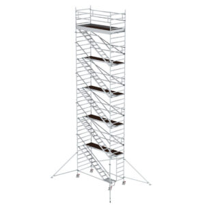 Günzburger Steigtechnik Rollgerüst 1,35 x 3,0 m mit Schrägaufstiegen & Ausleger Plattformhöhe 10,35 m