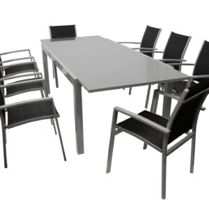 Garnitur 9-teilig, Aluminium, Kunstgewebe schwarz