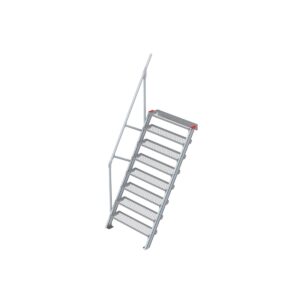 Euroline Treppe 60 Grad, 1000 mm Stufenbreite, 1 Handlauf, Stufenausführung Stahl - Gitterrost 8 Stufen