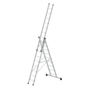 Günzburger Steigtechnik Mehrzweckleiter 3-teilig mit nivello®-Traverse 3x9 Sprossen