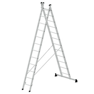 Günzburger Steigtechnik Mehrzweckleiter 2-teilig mit nivello®-Traverse 2x12 Sprossen
