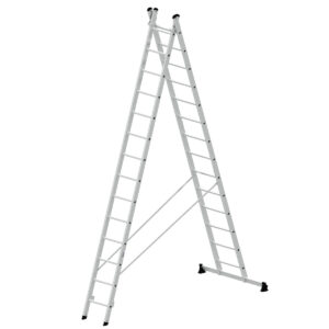 Günzburger Steigtechnik Mehrzweckleiter 2-teilig mit nivello®-Traverse 2x14 Sprossen