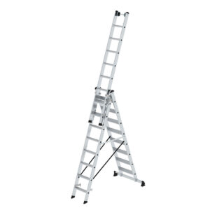 Günzburger Steigtechnik Stufen-Mehrzweckleiter 3-teilig mit nivello®-Traverse 3x8 Stufen
