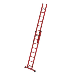 Günzburger Steigtechnik Sprossen-Schiebeleiter 2-teilig GFK mit nivello® Traverse 2x8 Sprossen