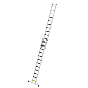Günzburger Steigtechnik Stufen-Seilzugleiter 2-teilig mit nivello Traverse und clip-step R13 2x12 Stufen