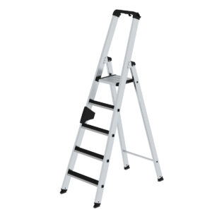 Günzburger Steigtechnik Stufen-Stehleiter einseitig begehbar mit clip-step 5 Stufen