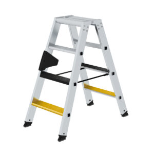 Günzburger Steigtechnik Stufen-Stehleiter beidseitig begehbar mit clip-step R13 2x4 Stufen
