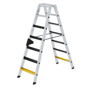 Günzburger Steigtechnik Stufen-Stehleiter beidseitig begehbar mit clip-step R13 2x7 Stufen