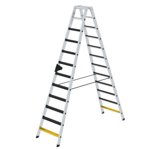 Günzburger Steigtechnik Stufen-Stehleiter beidseitig begehbar mit clip-step R13 2x12 Stufen