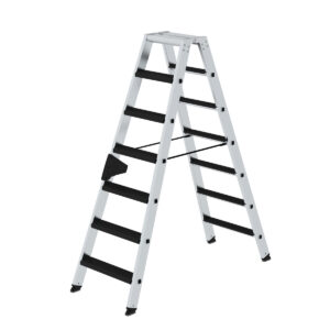 Günzburger Steigtechnik Stufen-Stehleiter beidseitig begehbar mit clip-step relax 2x7 Stufen