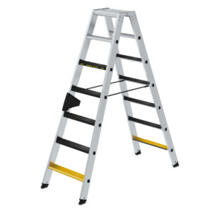 Günzburger Steigtechnik Stufen-Stehleiter 250 kg beidseitig begehbar mit clip-step R13 2x7 Stufen