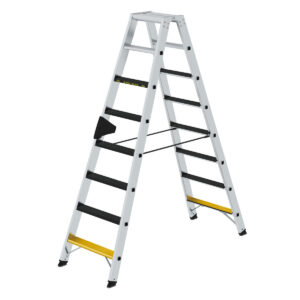 Günzburger Steigtechnik Stufen-Stehleiter 250 kg beidseitig begehbar mit clip-step R13 2x8 Stufen