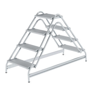Günzburger Steigtechnik Arbeitspodest beidseitig begehbar Aluminium geriffelt 2x4 Stufen