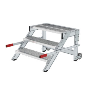 Günzburger Steigtechnik Arbeitspodest fahrbar, Stufenbreite 800 mm, Stahl-Gitterrost 3 Stufen
