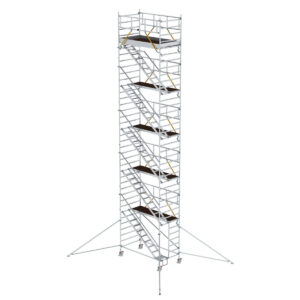 Günzburger Steigtechnik Rollgerüst SG 1,35 x 2,45 m mit Schrägaufstiegen & Ausleger Plattformhöhe 10,35 m