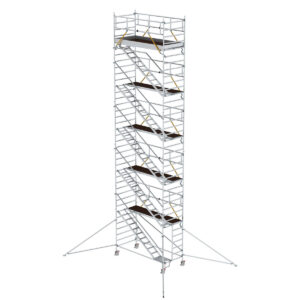 Günzburger Steigtechnik Rollgerüst SG 1,35 x 3,0 m mit Schrägaufstiegen & Ausleger Plattformhöhe 10,35 m