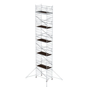 Günzburger Steigtechnik Rollgerüst 1,35 x 2,45 m mit Ausleger & Doppel-Plattform Plattformhöhe 11,47 m