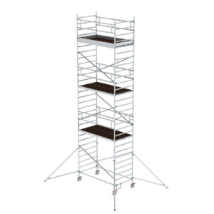 Günzburger Steigtechnik Rollgerüst 1,35 x 2,45 m mit Ausleger & Doppel-Plattform Plattformhöhe 7,55 m