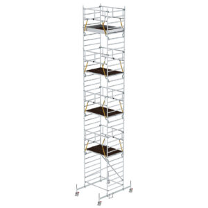 Günzburger Steigtechnik Rollgerüst SG 1,35 x 1,80 m mit Fahrbalken & Doppel-Plattform Plattformhöhe 9,70 m
