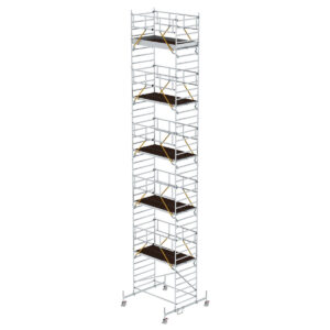 Günzburger Steigtechnik Rollgerüst SG 1,35 x 2,45 m mit Fahrbalken & Doppel-Plattform Plattformhöhe 11,62 m