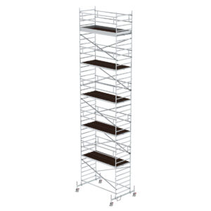 Günzburger Steigtechnik Rollgerüst 1,35 x 3,0 m mit Fahrbalken & Doppel-Plattform Plattformhöhe 10,54 m