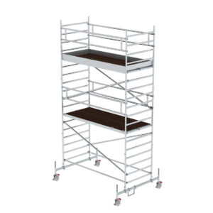 Günzburger Steigtechnik Rollgerüst 1,35 x 3,0 m mit Fahrbalken & Doppel-Plattform Plattformhöhe 4,66 m