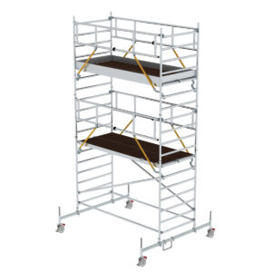 Günzburger Steigtechnik Rollgerüst SG 1,35 x 3,0 m mit Fahrbalken et Doppel-Plattform Plattformhöhe 4,66 m