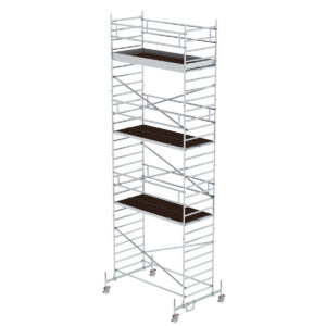 Günzburger Steigtechnik Rollgerüst 1,35 x 3,0 m mit Fahrbalken & Doppel-Plattform Plattformhöhe 7,74 m