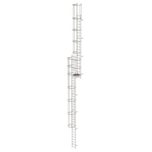 Günzburger Steigtechnik Mehrzügige Steigleiter mit Rückenschutz (Bau) Edelstahl 15,48m