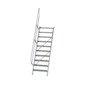 Günzburger Steigtechnik Treppe 60° Stufenbreite 800 mm 10 Stufen Aluminium geriffelt