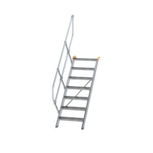 Günzburger Steigtechnik Treppe 45° Stufenbreite 600 mm 7 Stufen Aluminium geriffelt