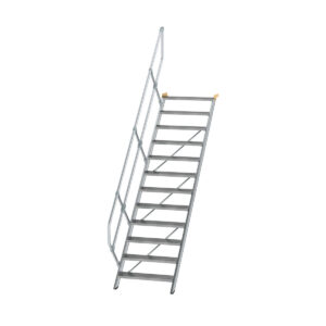 Günzburger Steigtechnik Treppe 45° Stufenbreite 800 mm 12 Stufen Aluminium geriffelt