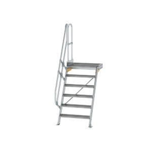 Günzburger Steigtechnik Treppe mit Plattform 60° Stufenbreite 800 mm 6 Stufen Aluminium geriffelt