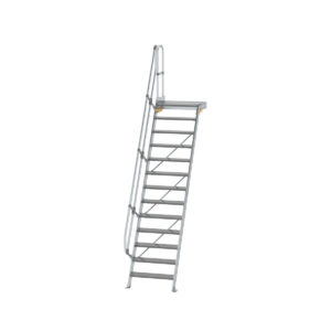 Günzburger Steigtechnik Treppe mit Plattform 60° Stufenbreite 800 mm 13 Stufen Aluminium geriffelt