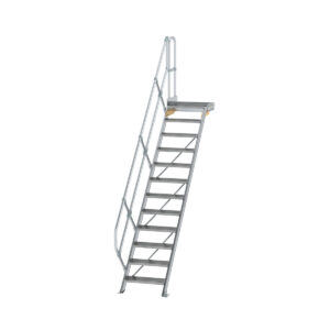 Günzburger Steigtechnik Treppe mit Plattform 45° Stufenbreite 600 mm 12 Stufen Aluminium geriffelt