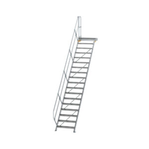 Günzburger Steigtechnik Treppe mit Plattform 45° Stufenbreite 800 mm 18 Stufen Aluminium geriffelt