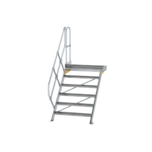 Günzburger Steigtechnik Treppe mit Plattform 45° Stufenbreite 1000 mm 6 Stufen Aluminium geriffelt