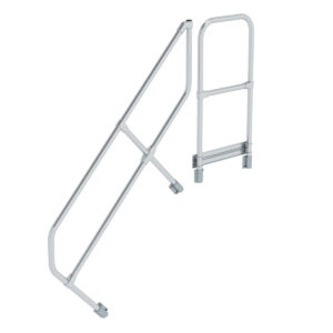 Günzburger Steigtechnik Zweiter Handlauf für Treppe mit Plattform 45° 5 Stufen