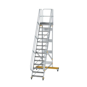 Günzburger Steigtechnik Plattformtreppe fahrbar 60° Stufenbreite 800 mm 15 Stufen