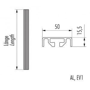 Hailo Professional Rückenschutz-Senkrechtstab, Alu-natur L=2520 mm