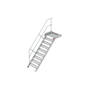 Euroline Podesttreppe 45 Grad, 800 mm Stufenbreite 1 Treppen-/Podestgeländer, Stufenausführung Stahl - Gitterrost 9 Stufen