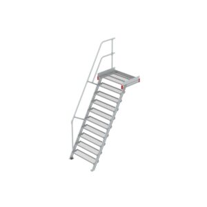 Euroline Podesttreppe 60 Grad, 1000 mm Stufenbreite 1 Treppen-/Podestgeländer, Stufenausführung Stahl - Gitterrost 10 Stufen