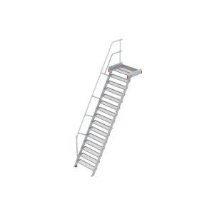 Euroline Podesttreppe 60 Grad, 1000 mm Stufenbreite 1 Treppen-/Podestgeländer, Stufenausführung Stahl - Gitterrost 15 Stufen